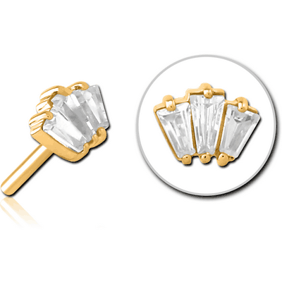 GOLD PVD COATED SURGICAL STEEL JEWELLED THREADLESS ATTACHMENT