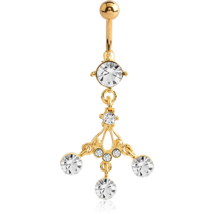 GOLD PVD COATED JEWELLED FASHION NAVEL BANANA
