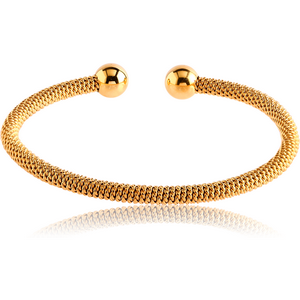 GOLD PVD COATED SURGICAL STEEL TWISTED WIRE BANGLE