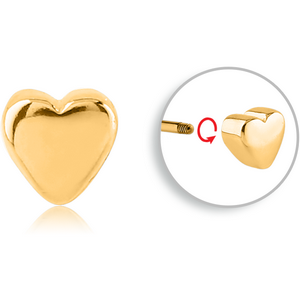 GOLD PVD COATED SURGICAL STEEL ATTACHMENT FOR 1.6 MM THREADED PIN - HEART