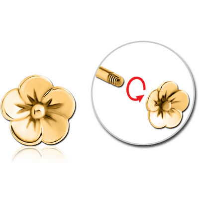 GOLD PVD COATED SURGICAL STEEL ATTACHMENT FOR 1.6 MM THREADED PINS - FLOWER