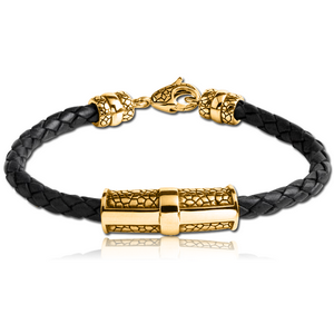 GOLD PVD COATED SURGICAL STEEL BRACELET LEATHER