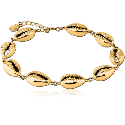 GOLD PVD COATED SURGICAL STEEL BRACELET - SHELL