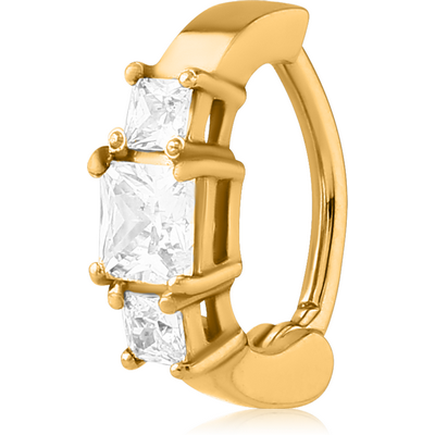GOLD PVD COATED SURGICAL STEEL JEWELLED BELLY CLICKER