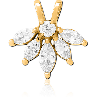GOLD PVD COATED SURGICAL STEEL SLIDING JEWELLED CHARM FOR HINGED SEGMENT RING
