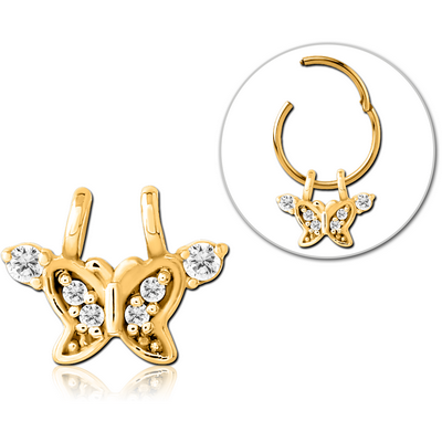 GOLD PVD COATED SURGICAL STEEL SLIDING JEWELLED CHARM FOR HINGED SEGMENT RING