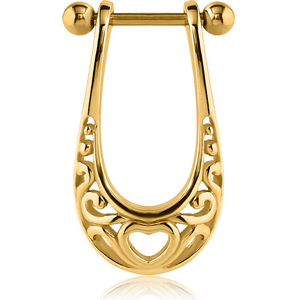 GOLD PVD COATED SURGICAL STEEL CARTILAGE SHIELD - HEART