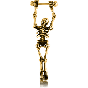 GOLD PVD COATED SURGICAL STEEL CARTILAGE SHIELD - SKELETON