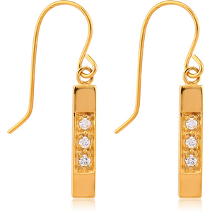GOLD PVD COATED SURGICAL STEEL JEWELLED EARRINGS - RHOMBUS