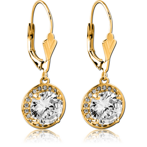 GOLD PVD COATED SURGICAL STEEL JEWELLED EARRINGS PAIR