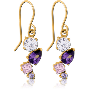 GOLD PVD COATED SURGICAL STEEL JEWELLED EARRINGS