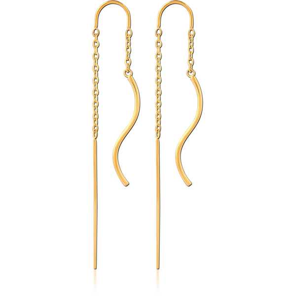 GOLD PVD COATED SURGICAL STEEL CHAIN EARRINGS PAIR