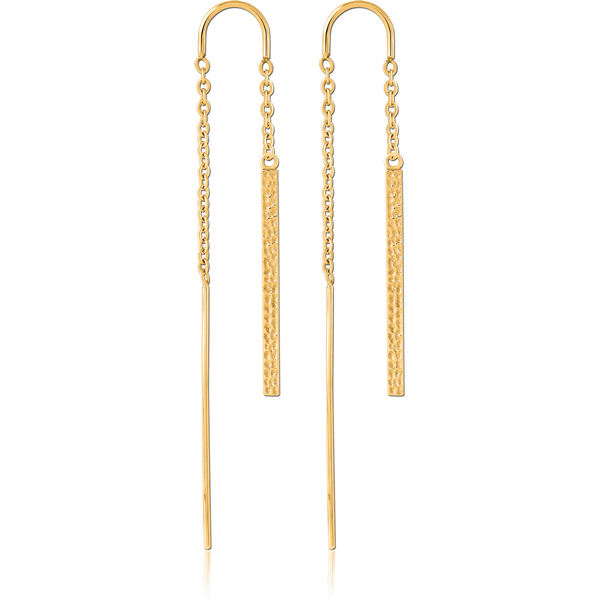 GOLD PVD COATED SURGICAL STEEL CHAIN EARRINGS PAIR