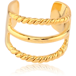 GOLD PVD COATED SURGICAL STEEL EAR CUFF - TWO ROPES
