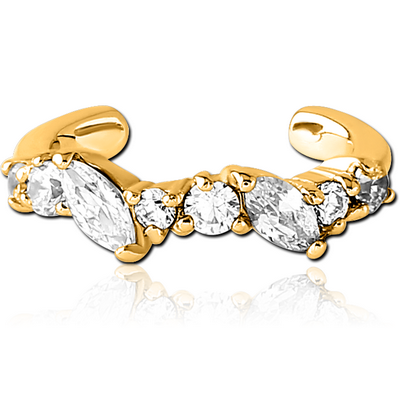 GOLD PVD COATED SURGICAL STEEL JEWELLED EAR CUFF