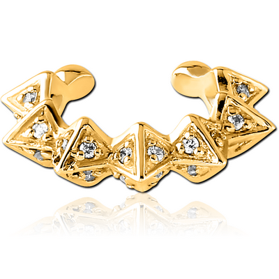 GOLD PVD COATED SURGICAL STEEL JEWELLED EAR CUFF