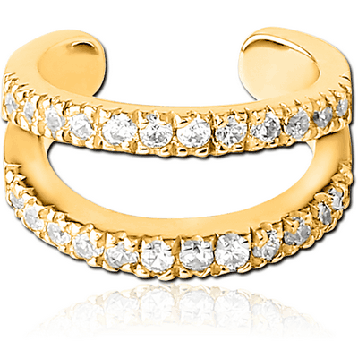 GOLD PVD COATED SURGICAL STEEL JEWELLED EAR CUFF