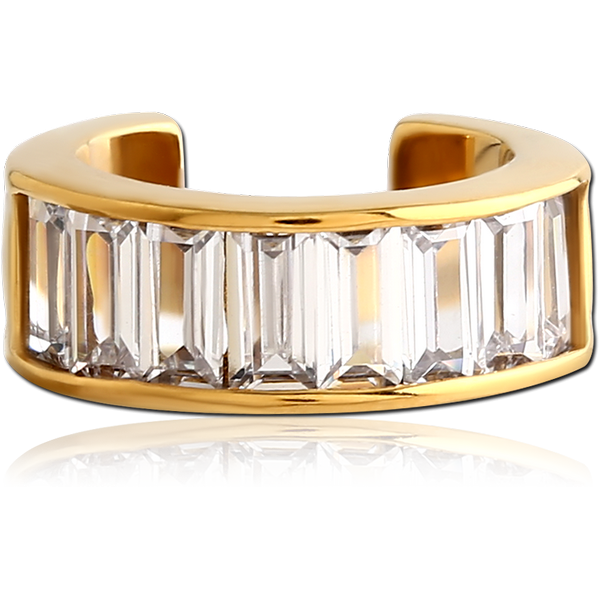 GOLD PVD COATED SURGICAL STEEL JEWELLED EAR CUFF