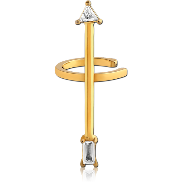 GOLD PVD COATED SURGICAL STEEL JEWELLED EAR CUFF