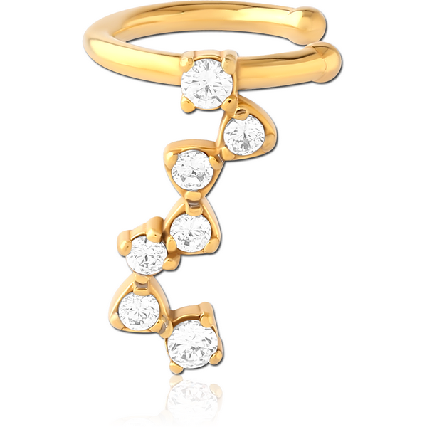 GOLD PVD COATED SURGICAL STEEL JEWELLED EAR CUFF