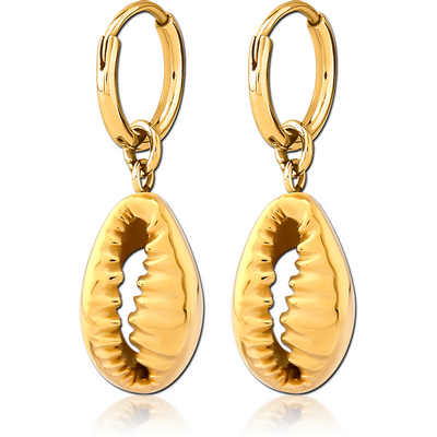 GOLD PVD COATED SURGICAL STEEL EARRINGS - SHELL