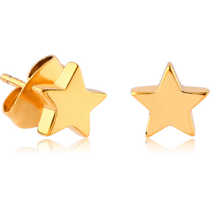 GOLD PVD COATED SURGICAL STEEL EAR STUDS PAIR - STAR