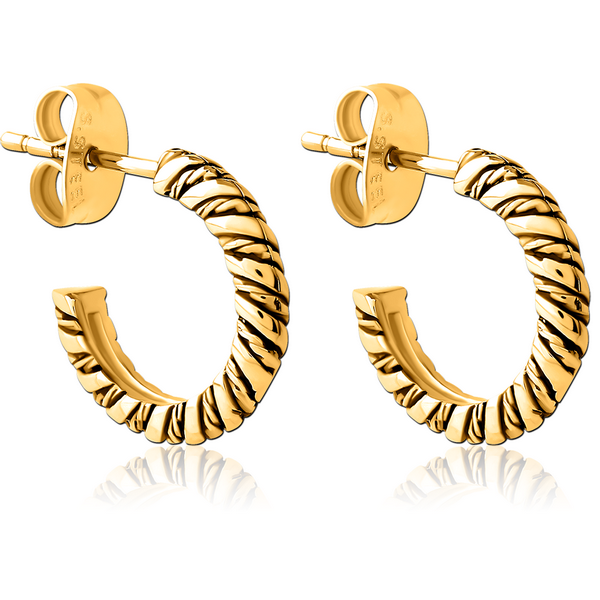 GOLD PVD COATED SURGICAL STEEL EAR STUDS PAIR