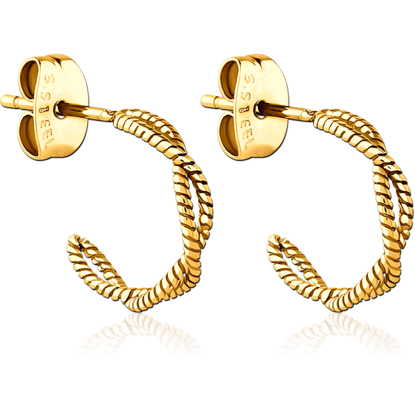 GOLD PVD COATED SURGICAL STEEL EAR STUDS PAIR