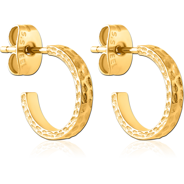 GOLD PVD COATED SURGICAL STEEL EAR STUDS PAIR