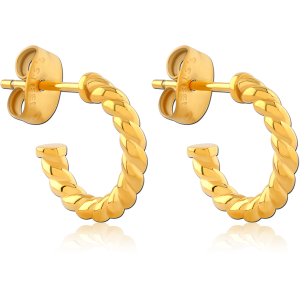 GOLD PVD COATED SURGICAL STEEL EAR STUDS PAIR