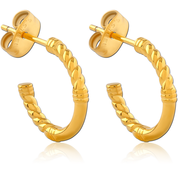 GOLD PVD COATED SURGICAL STEEL EAR STUDS PAIR