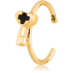GOLD PVD COATED SURGICAL STEEL OPEN NOSE RING - KEY