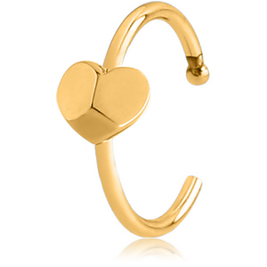 GOLD PVD COATED SURGICAL STEEL OPEN NOSE RING - HEART