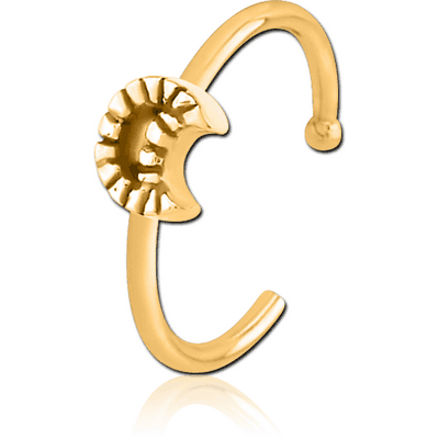 GOLD PVD COATED SURGICAL STEEL OPEN NOSE RING - CRESCENT