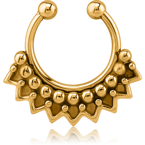 GOLD PVD COATED SURGICAL STEEL FAKE SEPTUM RING - DOTS AND CIRCLES