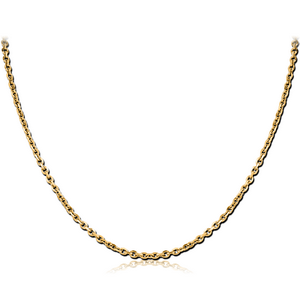 GOLD PVD COATED STAINLESS STEEL BEVEL CUT CABLE NECK CHAIN 40CMS