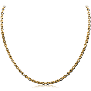 GOLD PVD COATED STAINLESS STEEL CABLE NECK CHAIN ROLL CM