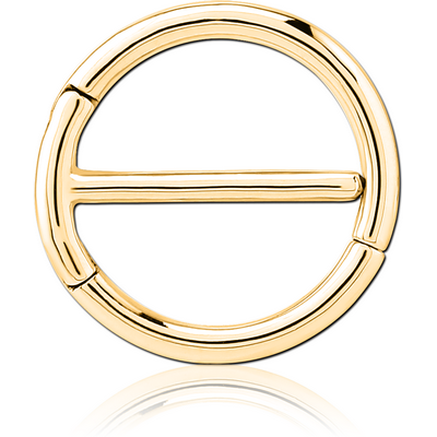 GOLD PVD COATED SURGICAL STEEL DOUBLE HINGED NIPPLE CLICKER RING