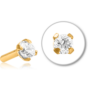 GOLD PVD COATED SURGICAL STEEL JEWELLED PUSH FIT ATTACHMENT FOR BIOFLEX INTERNAL LABRET