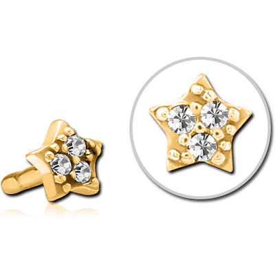 GOLD PVD COATED SURGICAL STEEL JEWELLED PUSH FIT ATTACHMENT FOR BIOFLEX INTERNAL LABRET - STAR PRONGS