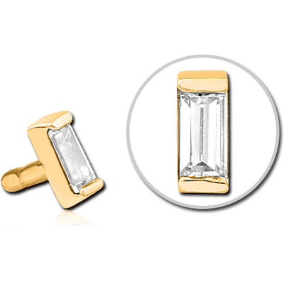 GOLD PVD COATED SURGICAL STEEL JEWELLED PUSH FIT ATTACHMENT FOR BIOFLEX INTERNAL LABRET - SQUARE