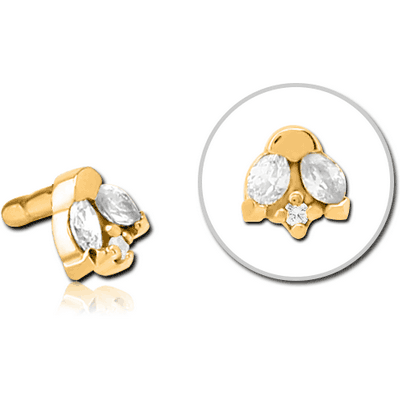 GOLD PVD COATED SURGICAL STEEL JEWELLED PUSH FIT ATTACHMENT FOR BIOFLEX INTERNAL LABRET