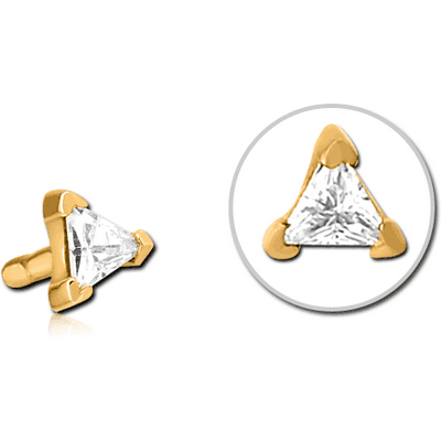 GOLD PVD COATED SURGICAL STEEL JEWELLED PUSH FIT ATTACHMENT FOR BIOFLEX INTERNAL LABRET - TRIANGLE