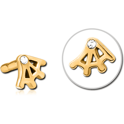 GOLD PVD COATED SURGICAL STEEL JEWELLED PUSH FIT ATTACHMENT FOR BIOFLEX INTERNAL LABRET - WEB