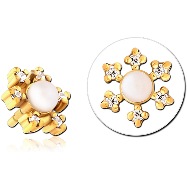 GOLD PVD COATED SURGICAL STEEL JEWELLED PUSH FIT ATTACHMENT FOR BIOFLEX INTERNAL LABRET