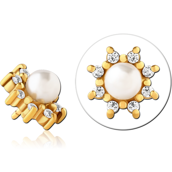 GOLD PVD COATED SURGICAL STEEL JEWELLED PUSH FIT ATTACHMENT FOR BIOFLEX INTERNAL LABRET
