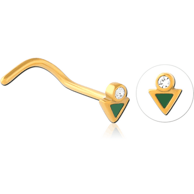 GOLD PVD COATED SURGICAL STEEL JEWELLED NOSE STUDS