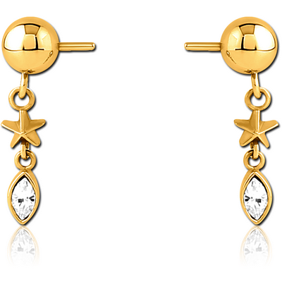 GOLD PVD COATED SURGICAL STEEL PUSH FIT JEWELLED ATTACHMENT FOR BIOFLEX INTERNAL NIPPLE SHIELD
