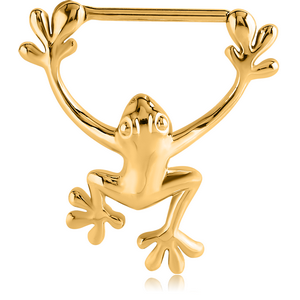 GOLD PVD COATED SURGICAL STEEL NIPPLE CLICKER - FROG