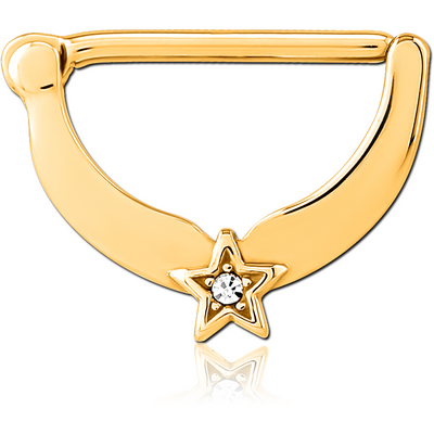 GOLD PVD COATED SURGICAL STEEL JEWELLED NIPPLE CLICKER